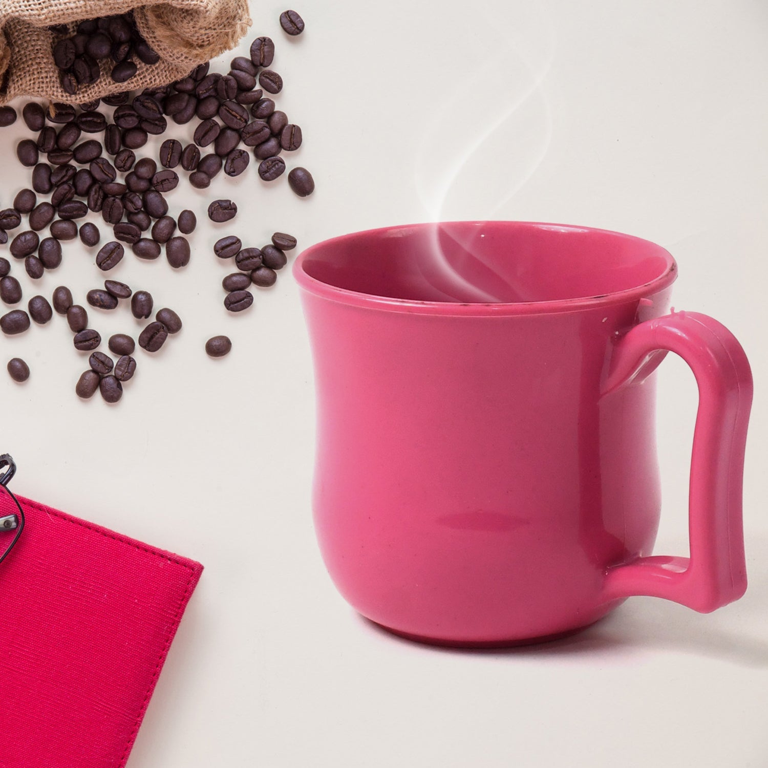 Premium Plastic Coffee / Tea Cups / Mug with Handle (1 Pc / Loose / Mix Color) Premium Plastic Coffee / Tea Cups / Mug with Handle (1 Pc / Loose / Mix Color)